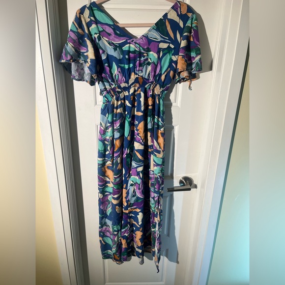 NWOT Anthropologie Abel the Label Maxi Dress Flower Print V-neck Medium - Picture 2 of 7